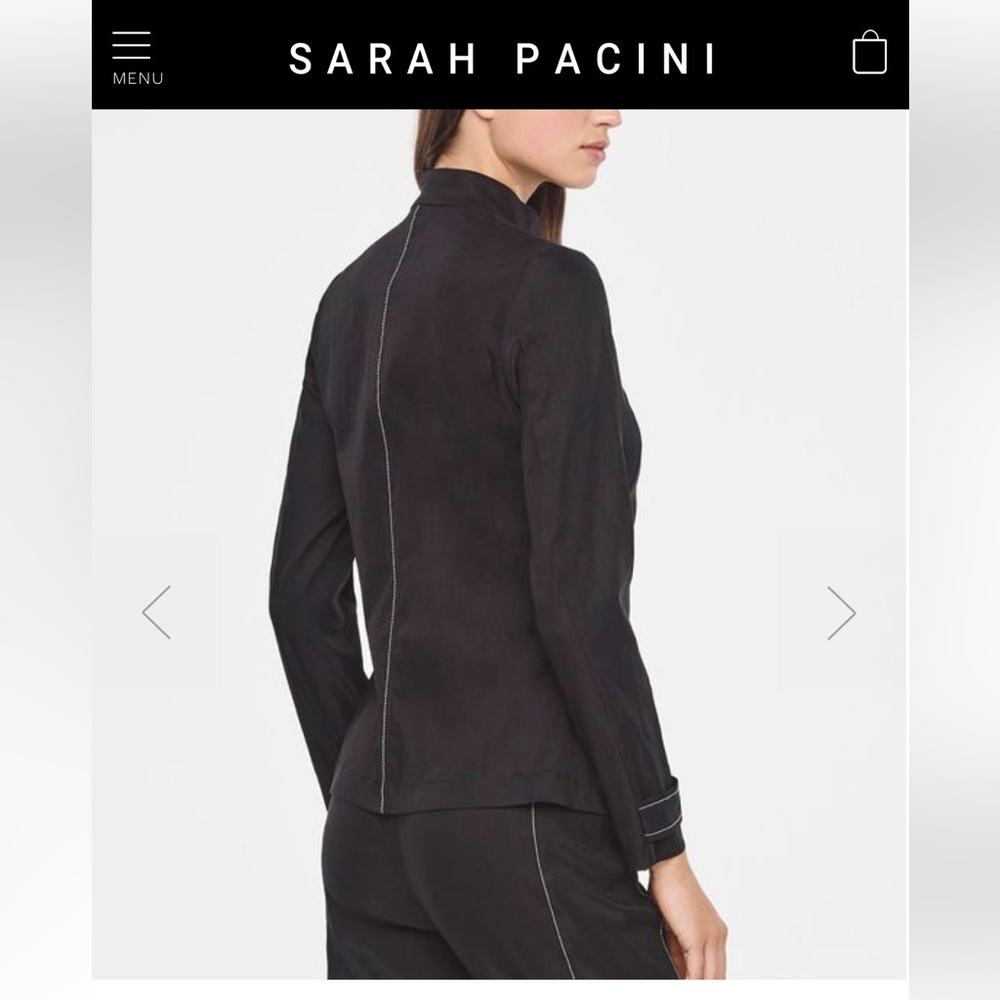 Sarah Pacini Black Tailored Blazer with Contrast Stitching